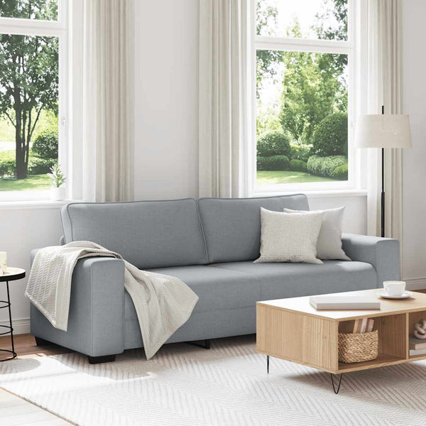 3-Sitzer Sofa Hellgrau Stoff 220 cm