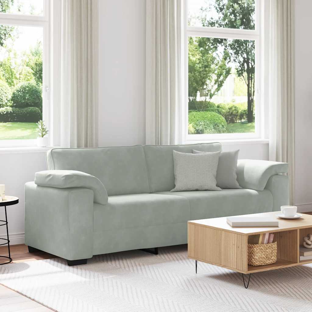 3-Sitzer Sofa Hellgrau Samt