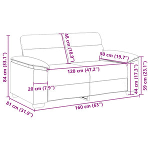 2-Sitzer Sofa Hellgrau Stoff 160 cm