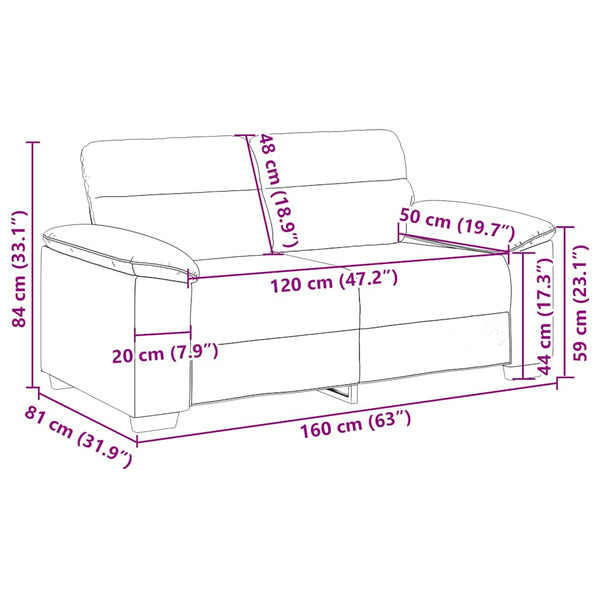 2-Sitzer Sofa Hellgrau Stoff 160 cm