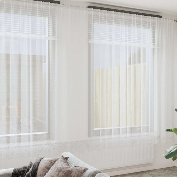 vidaXL Lace Curtain with Drapes White 400 x 300 cm Polyester