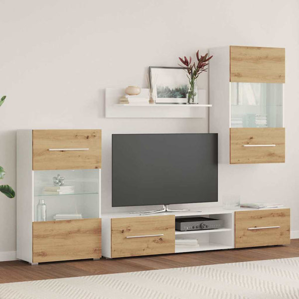 vidaXL 5-Piece Wall Unit with LED Lighting Artisan Oak Engineered Wood