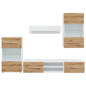 vidaXL 5-Piece Wall Unit with LED Lighting Artisan Oak Engineered Wood