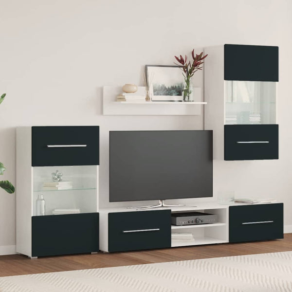 vidaXL 5-Piece Living Room Wall Unit with LED Lighting Matt Indigo Engineered Wood