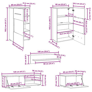 vidaXL 5-Piece Living Room Wall Unit with LED Lighting Matt Indigo Engineered Wood
