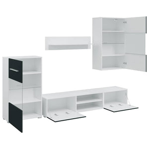 vidaXL 5-Piece Living Room Wall Unit with LED Lighting Matt Indigo Engineered Wood