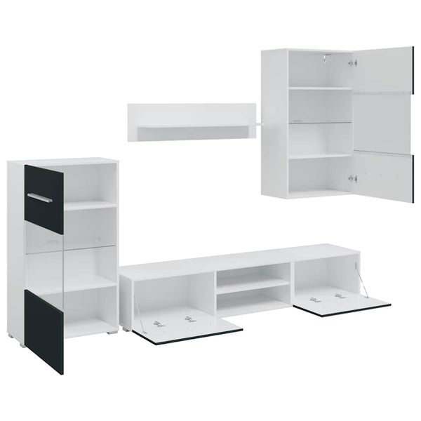 vidaXL 5-Piece Living Room Wall Unit with LED Lighting Matt Indigo Engineered Wood