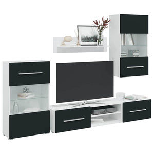 vidaXL 5-Piece Living Room Wall Unit with LED Lighting Matt Indigo Engineered Wood