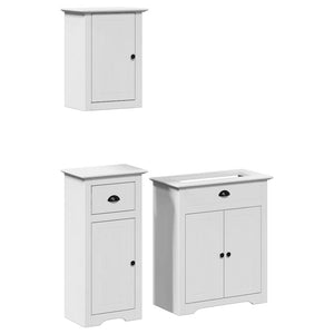 vidaXL 3-Piece Bathroom Furniture Set BODO White Solid Pine Wood
