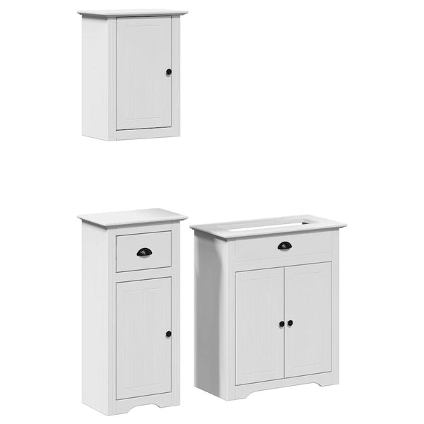 vidaXL 3-Piece Bathroom Furniture Set BODO White Solid Pine Wood