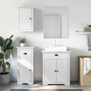vidaXL 3-Piece Bathroom Furniture Set BODO White Solid Pine Wood