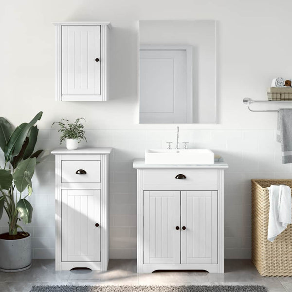 vidaXL 3-Piece Bathroom Furniture Set BODO White Solid Pine Wood