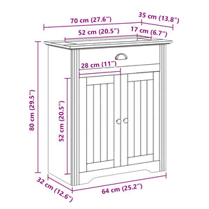 vidaXL 3-Piece Bathroom Furniture Set BODO White Solid Pine Wood
