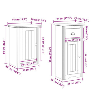 vidaXL 3-Piece Bathroom Furniture Set BODO White Solid Pine Wood