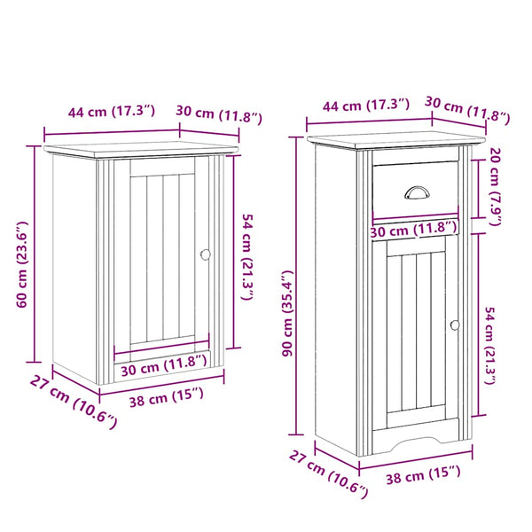 vidaXL 3-Piece Bathroom Furniture Set BODO White Solid Pine Wood