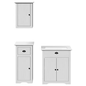 vidaXL 3-Piece Bathroom Furniture Set BODO White Solid Pine Wood