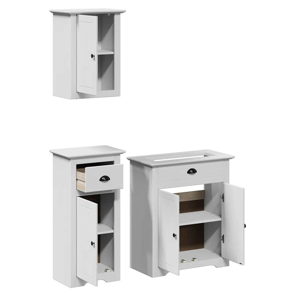 vidaXL 3-Piece Bathroom Furniture Set BODO White Solid Pine Wood