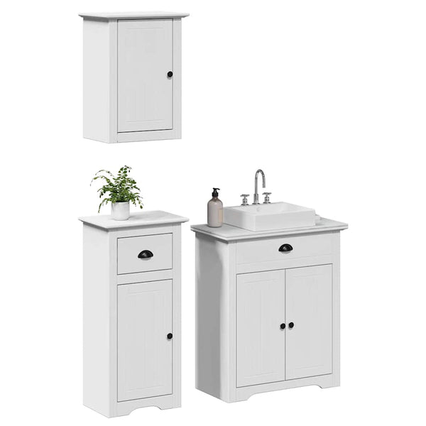 vidaXL 3-Piece Bathroom Furniture Set BODO White Solid Pine Wood