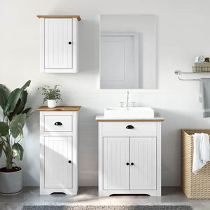 vidaXL 3-Piece Bathroom Furniture Set BODO White and Brown Solid Pine Wood