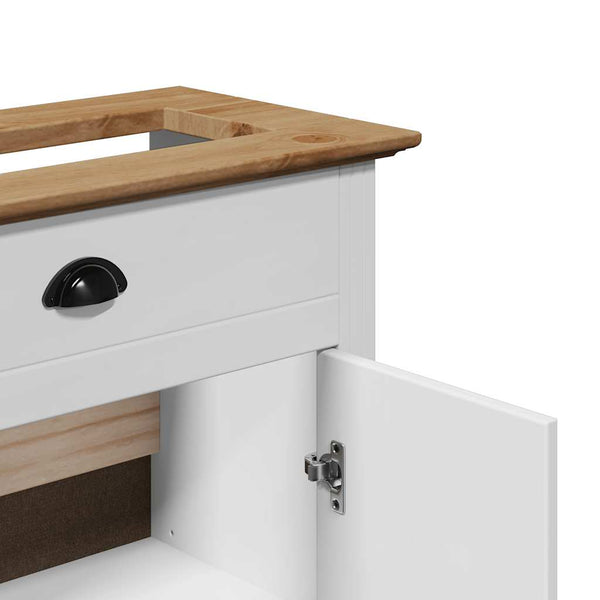 vidaXL 3-Piece Bathroom Furniture Set BODO White and Brown Solid Pine Wood