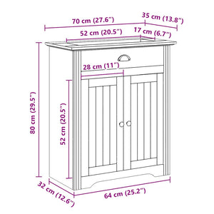 vidaXL 3-Piece Bathroom Furniture Set BODO White and Brown Solid Pine Wood