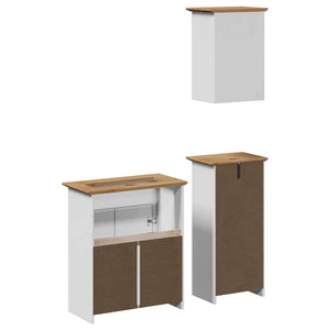 vidaXL 3-Piece Bathroom Furniture Set BODO White and Brown Solid Pine Wood