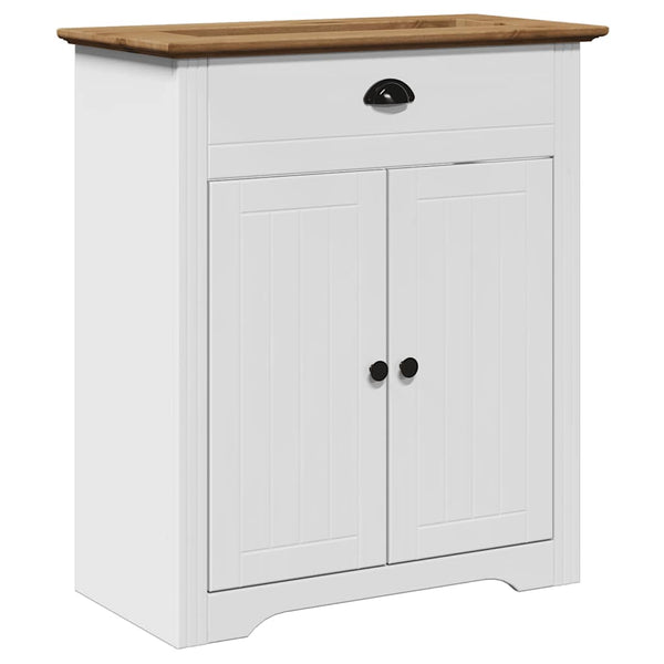 vidaXL 3-Piece Bathroom Furniture Set BODO White and Brown Solid Pine Wood