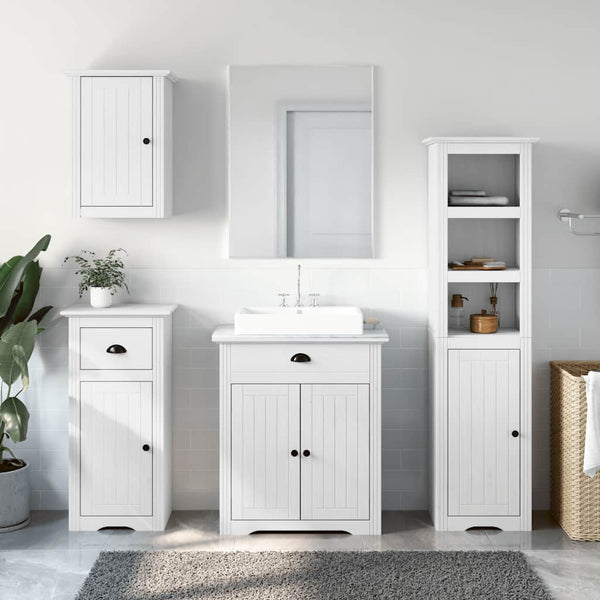 vidaXL 4-Piece Bathroom Furniture Set BODO White Solid Pine Wood