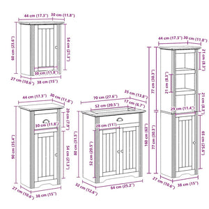 vidaXL 4-Piece Bathroom Furniture Set BODO White Solid Pine Wood