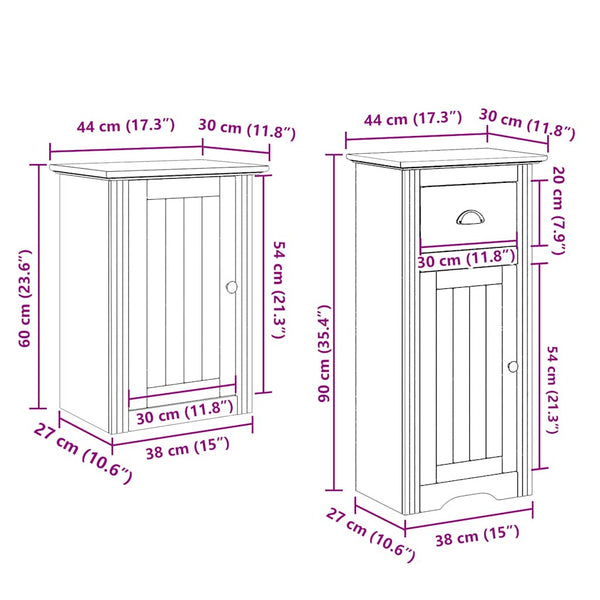 vidaXL 4-Piece Bathroom Furniture Set BODO White Solid Pine Wood