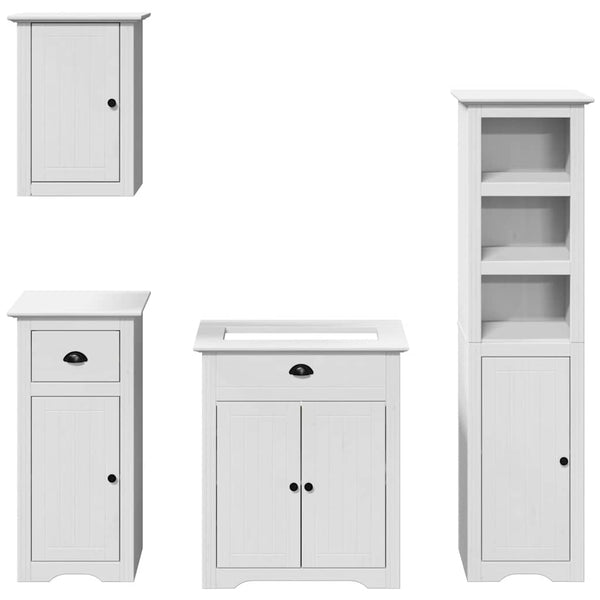 vidaXL 4-Piece Bathroom Furniture Set BODO White Solid Pine Wood