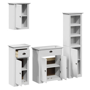 vidaXL 4-Piece Bathroom Furniture Set BODO White Solid Pine Wood