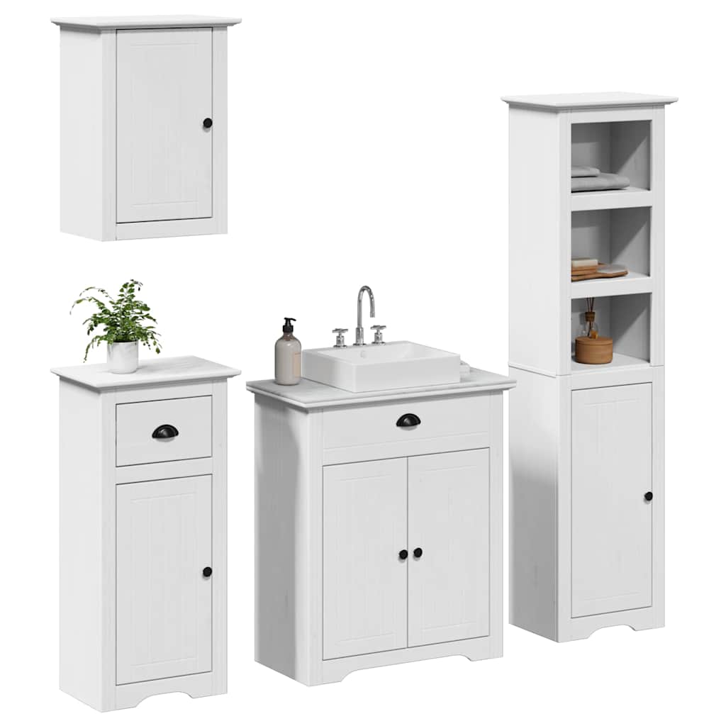 vidaXL 4-Piece Bathroom Furniture Set BODO White Solid Pine Wood
