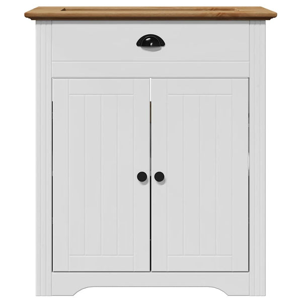vidaXL 4-Piece Bathroom Furniture Set BODO White and Brown Solid Pine Wood