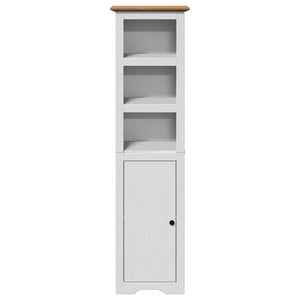 vidaXL 4-Piece Bathroom Furniture Set BODO White and Brown Solid Pine Wood