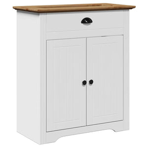 vidaXL 4-Piece Bathroom Furniture Set BODO White and Brown Solid Pine Wood