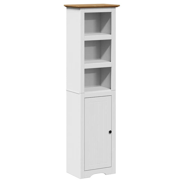 vidaXL 4-Piece Bathroom Furniture Set BODO White and Brown Solid Pine Wood