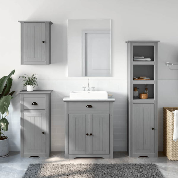 vidaXL 4-piece Bathroom Furniture Set BODO Grey Solid Pine Wood
