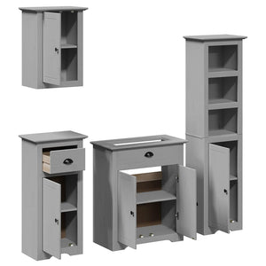 vidaXL 4-piece Bathroom Furniture Set BODO Grey Solid Pine Wood