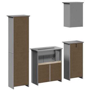 vidaXL 4-piece Bathroom Furniture Set BODO Grey Solid Pine Wood