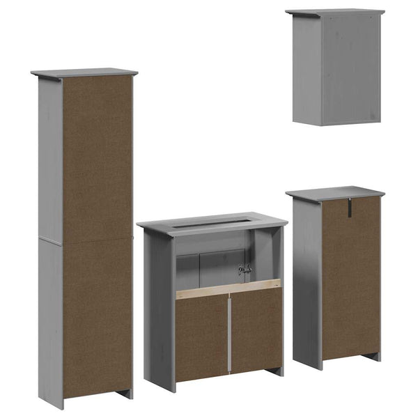 vidaXL 4-piece Bathroom Furniture Set BODO Grey Solid Pine Wood