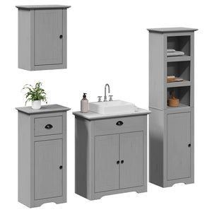 vidaXL 4-piece Bathroom Furniture Set BODO Grey Solid Pine Wood
