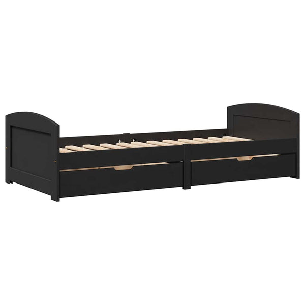 vidaXL Daybed with 2 Drawers without Mattress IRUN Black 90x200cm