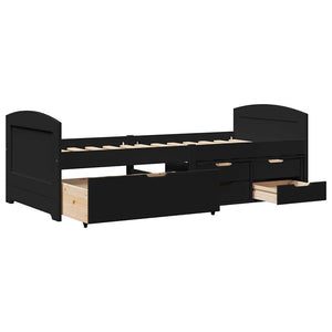vidaXL Day Bed with 5 Drawers Without Mattress IRUN Black 90x200cm