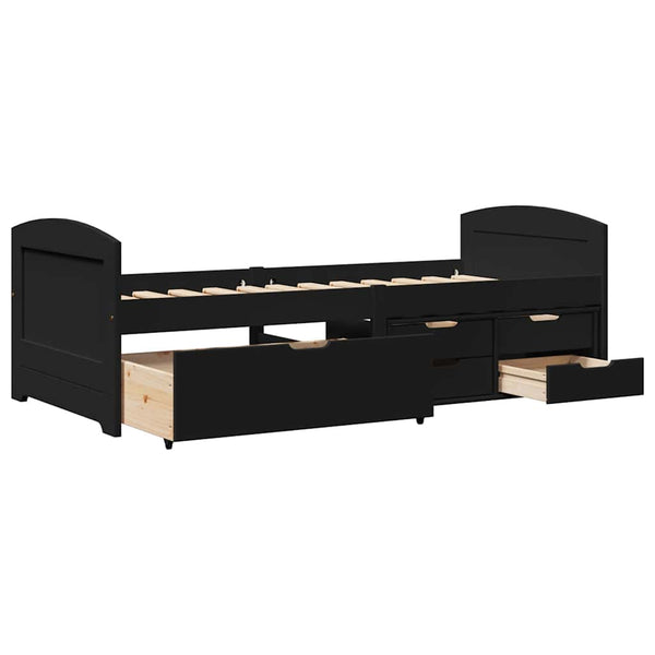 vidaXL Day Bed with 5 Drawers Without Mattress IRUN Black 90x200cm