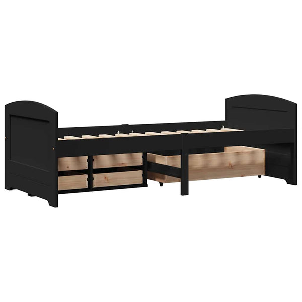 vidaXL Day Bed with 5 Drawers Without Mattress IRUN Black 90x200cm