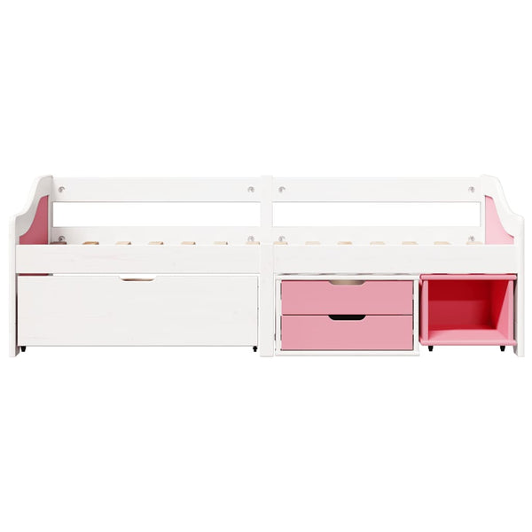 vidaXL Day Bed with 3 Drawers Without Mattress White Pink 90x200cm