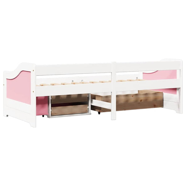 vidaXL Day Bed with 3 Drawers Without Mattress White Pink 90x200cm