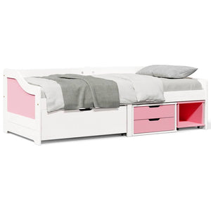 vidaXL Day Bed with 3 Drawers Without Mattress White Pink 90x200cm