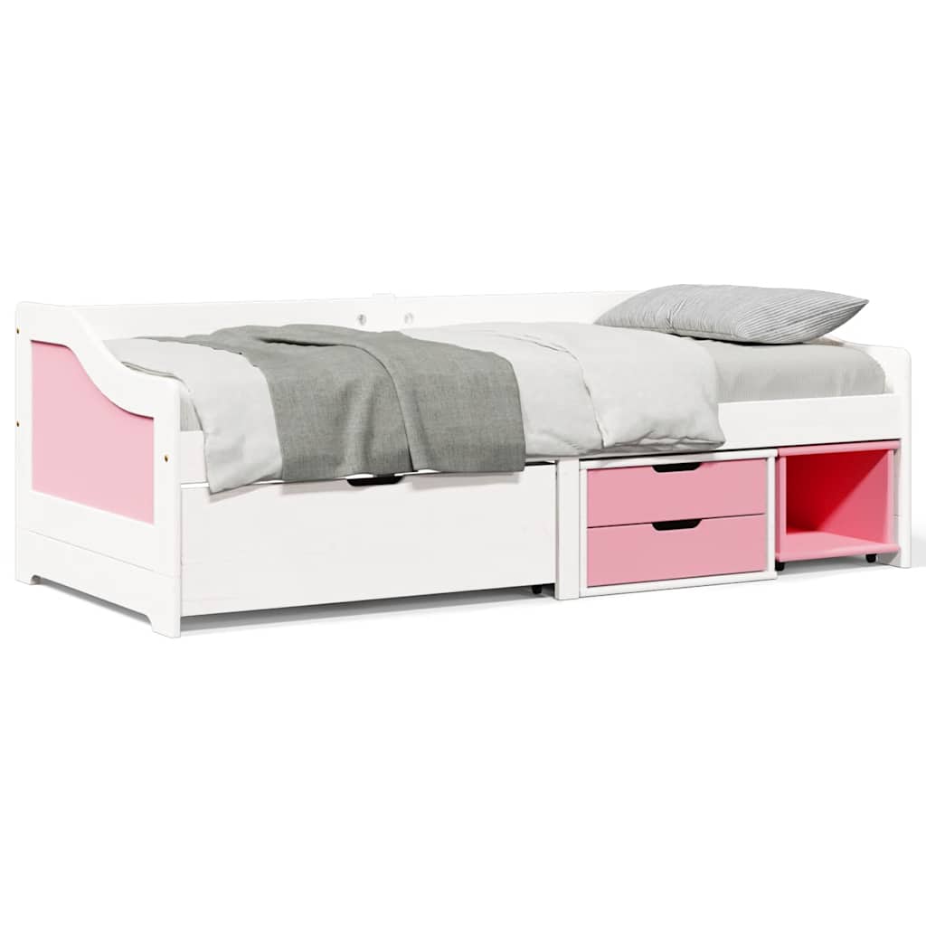 vidaXL Day Bed with 3 Drawers Without Mattress White Pink 90x200cm